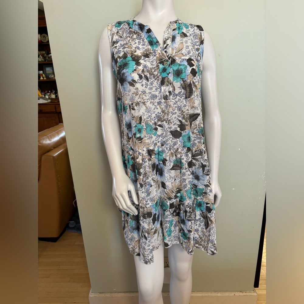 Cotton Floral Sleeveless Dress - Via Vitale (Italy)